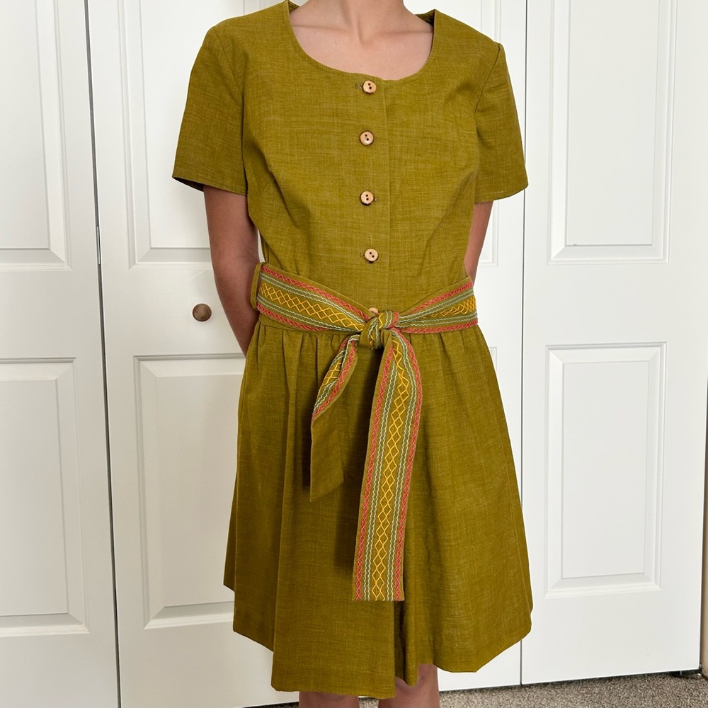 Vintage Handmade Romper Dress with Shorts and Belt
